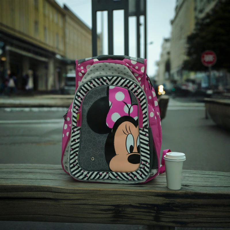 Disney Minnie Mouse Kids Backpack – Pink School Bag for Girls with Zippered Pockets