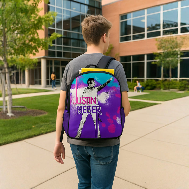 MVL, Justin Bieber 16-inch Backpack - Lightweight for teens, Perfect for School, College &amp; Travel.