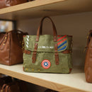 Marvel Vintage Military Messenger Bag – olive-green Rugged Canvas Satchel Briefcase