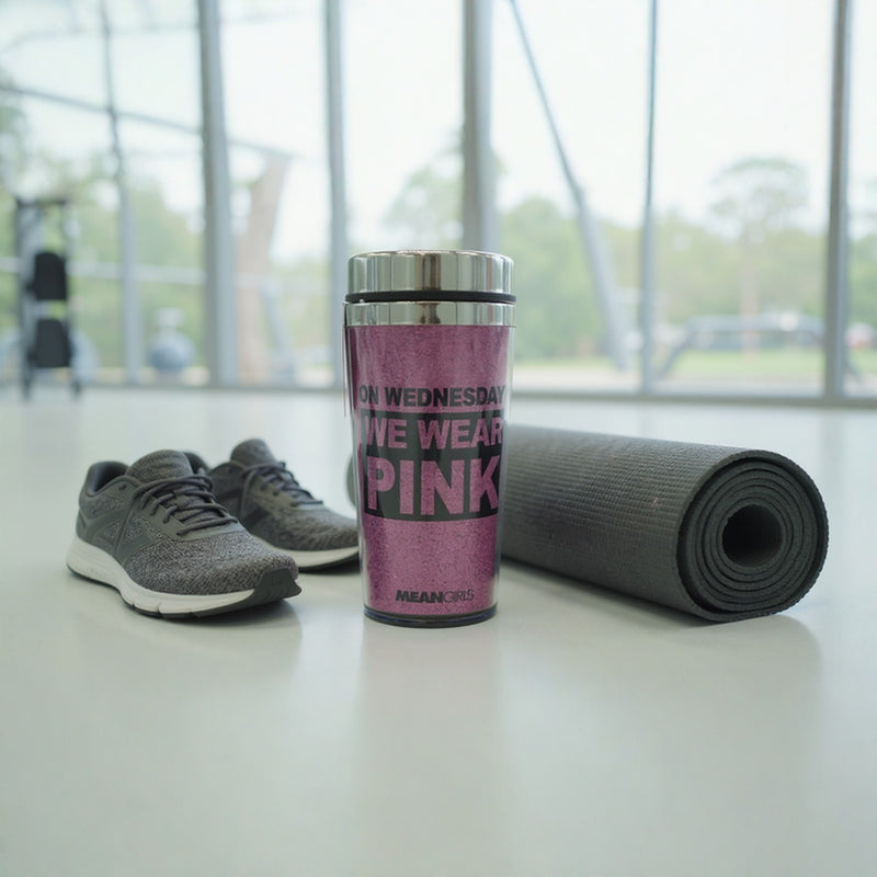 Mean Girls Pink Tumbler “On Wednesdays We Wear Pink” – Reusable Travel Coffee Cup
