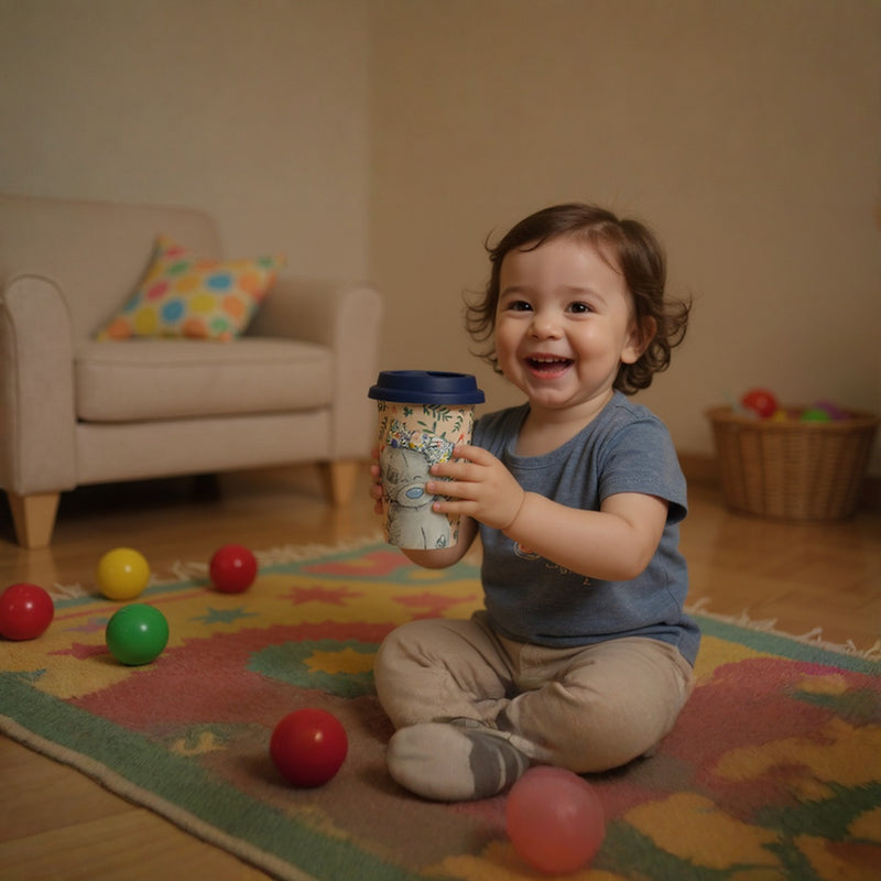 Cute Teddy Bear Coffee Tumbler | Reusable Travel Cup Bamboo Lid Leakproof