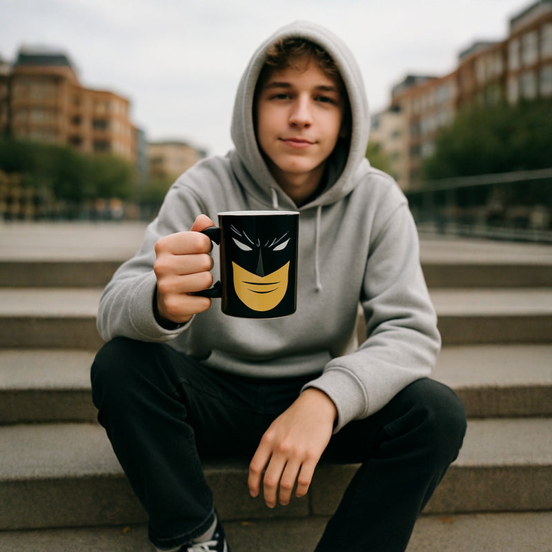 DC Batman Ceramic Coffee Mug | Black Gloss Microwave Safe Tea Cup Gift