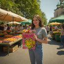 Little Miss Sunshine Plastic Tote Shopper Bag–Pink Waterproof Large PVC Shoulder Bag with Zipper