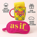 Whatever Mug with Cozy Cotton Socks & As If Sleep Eye Mask –Pack of 3