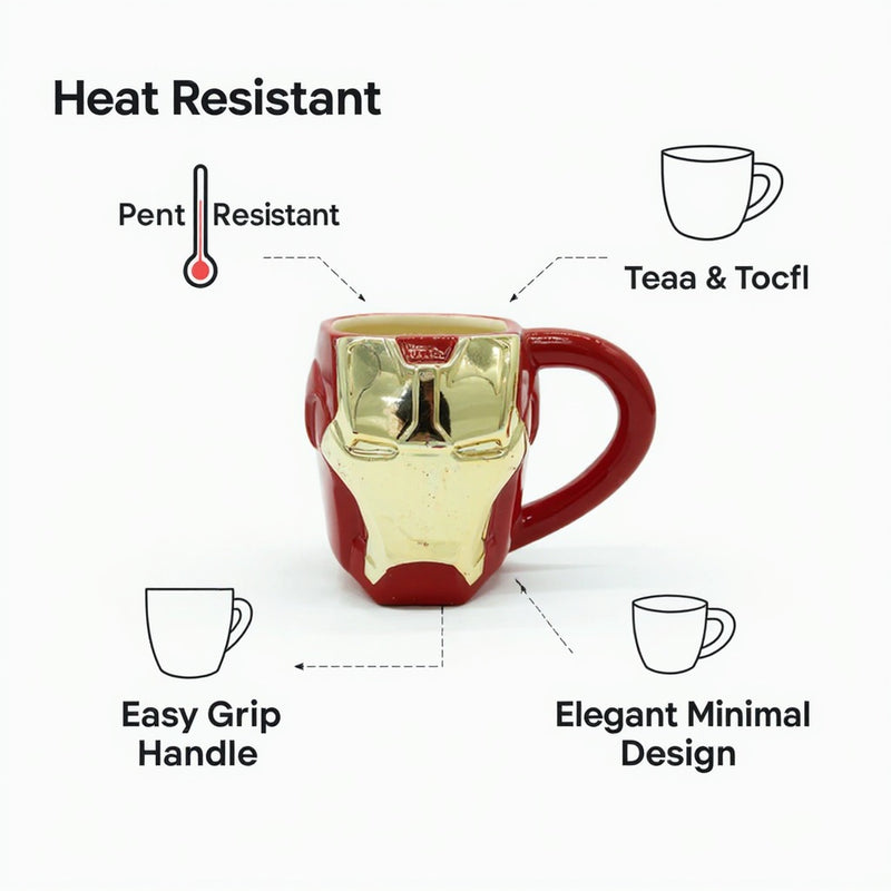 Marvel Avengers Iron Man 3D Ceramic Coffee Mug | Superhero Face Shaped Tea Cup | Limited Edition