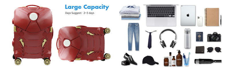 Iron Man Cabin Case Carry On Luggage with LED Light| Cabin Approved Bag.