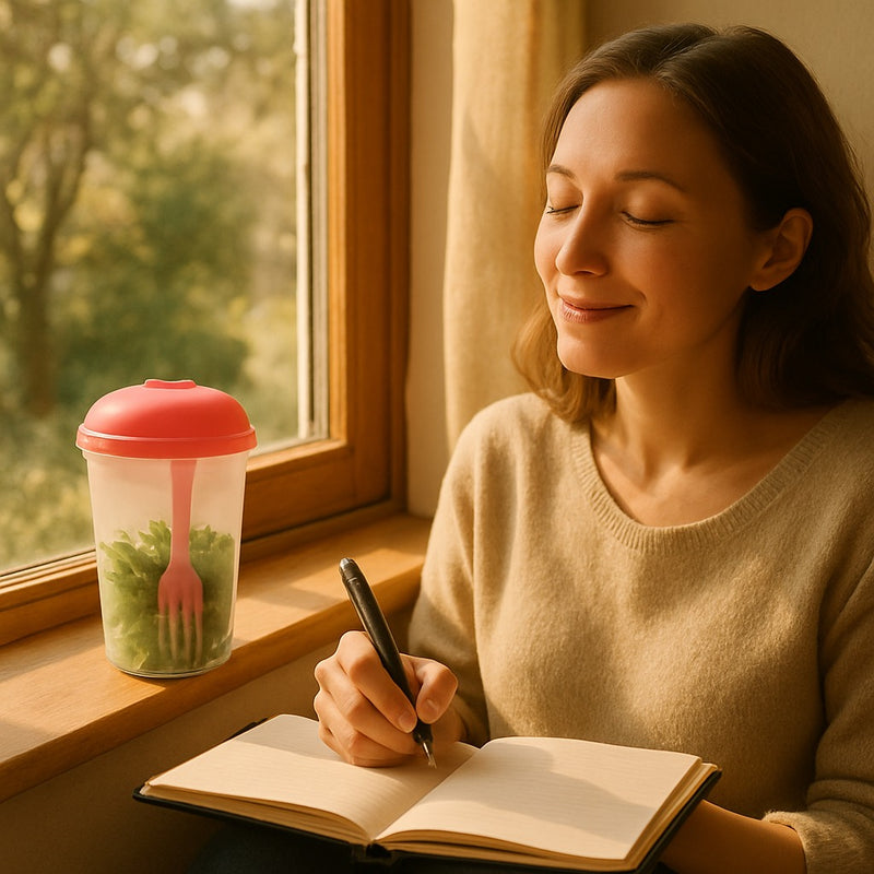 Portable Salat Beholder with Pink Fork &amp; Lid | BPA-Free Plastic Salad Container for Work Gym Travel Meal Prep&nbsp;