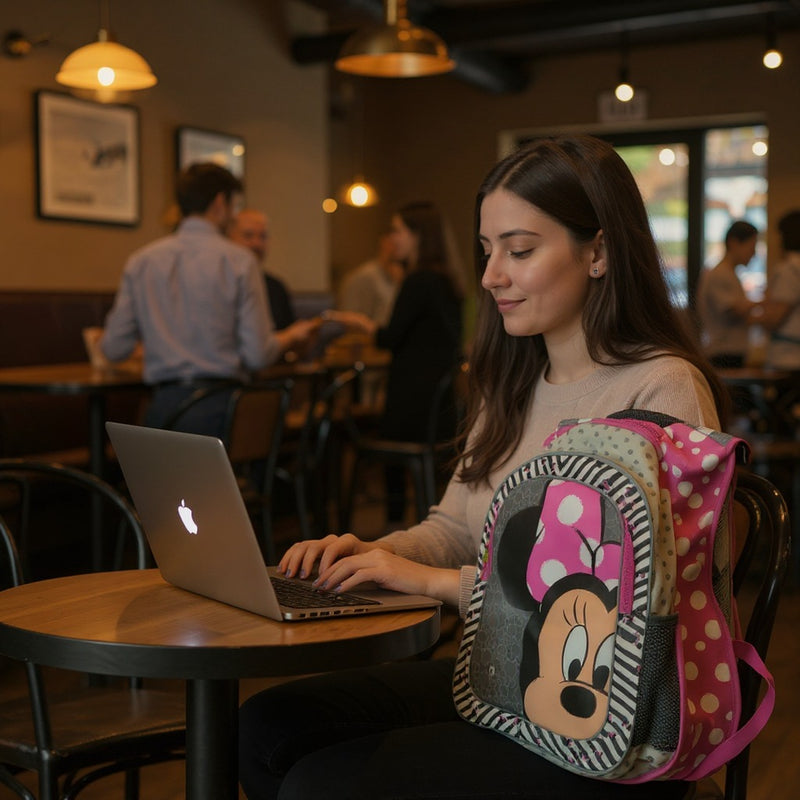 Disney Minnie Mouse Kids Backpack – Pink School Bag for Girls with Zippered Pockets