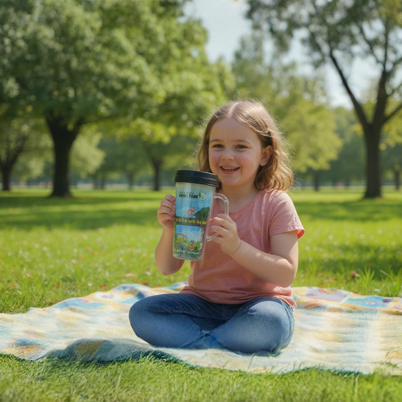 Insulated Plastic Travel Mug with Lid & Handle – Durable Spill & Leak-Proof Tumbler