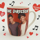 One Direction Ceramic Mug– Red Coffee Cup with Band Member Print – Official Music Merchandise