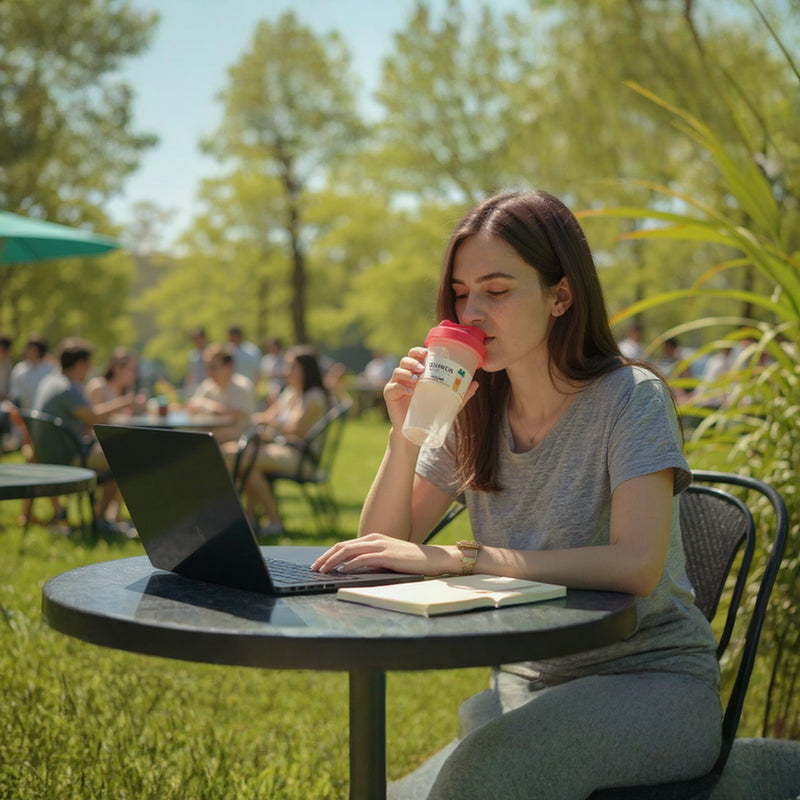 Protein Shaker Bottle | Leakproof Red Lid BPA-Free | Measurement Markings Cup