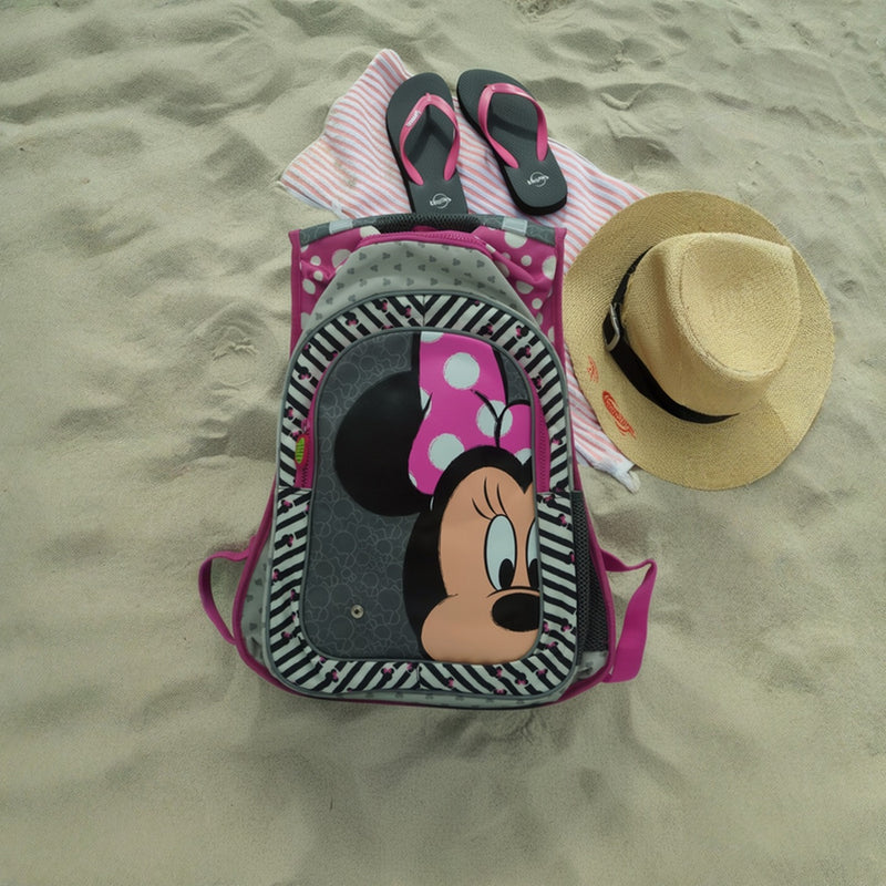 Disney Minnie Mouse Kids Backpack – Pink School Bag for Girls with Zippered Pockets