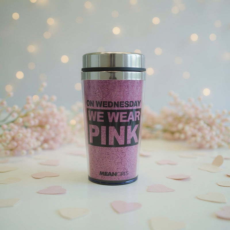 Mean Girls Pink Tumbler “On Wednesdays We Wear Pink” – Reusable Travel Coffee Cup