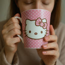 Hello Kitty Pink Polka Dot Ceramic Mug –12oz  Cute Kawaii Coffee Cup for Everyday