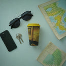 Insulated Eco Travel Tumbler | Leakproof Mug Yellow Lid | Hot Drink Keeper Reusable Cup