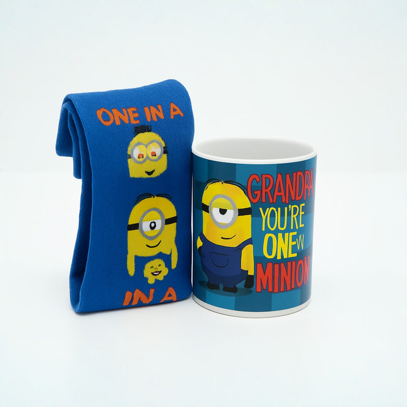 Despicable Minions Grandpa Mug &amp; Sock Gift Set-Cozy Stockings &amp; Coffee Cup-Gift for Kids