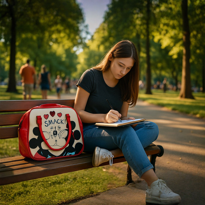 Disney Mickey &amp; Minnie Kiss Print “SMACK” Handbag