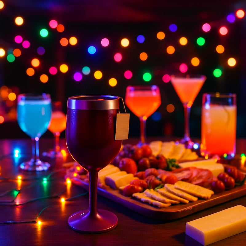 Stainless-Steel Wine-Red Tumbler with Lid & Tag–Insulated Glass for Beach Picnic Poolside |