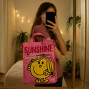 Little Miss Sunshine Plastic Tote Shopper Bag–Pink Waterproof Large PVC Shoulder Bag with Zipper