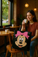 Minnie Mouse Tote Bag | Shoulder Purse Pink Bow | Cute Black Travel Satchel Trendy Girl