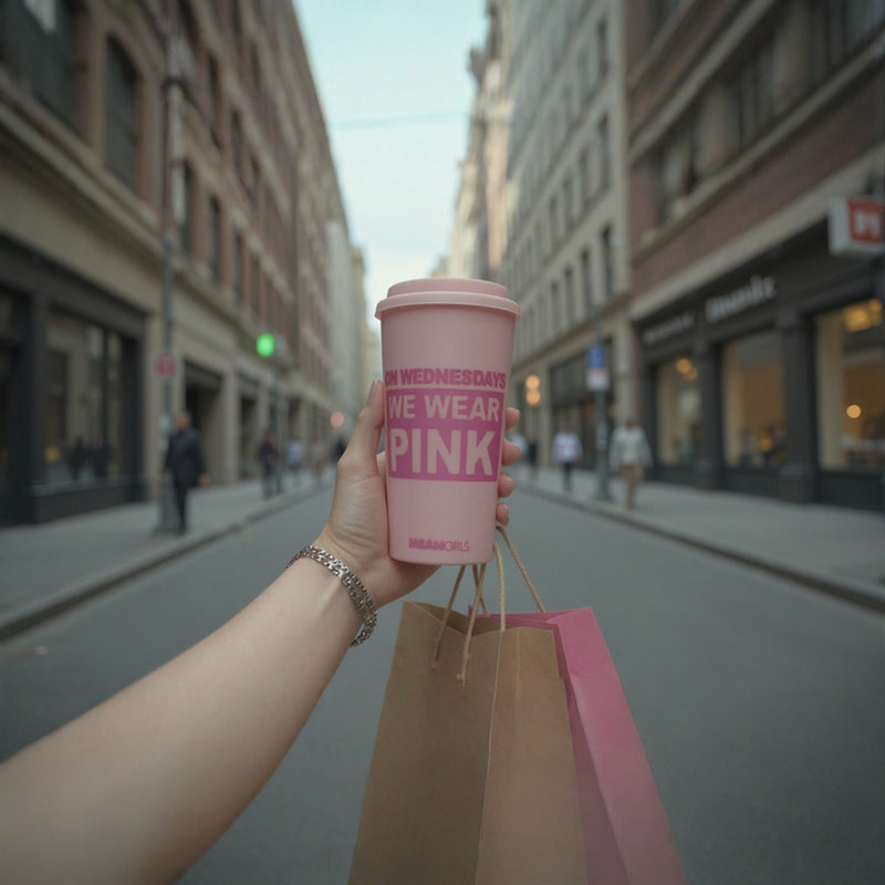 Mean Girls Pink Tumbler “On Wednesdays We Wear Pink” – Reusable Travel Coffee Cup