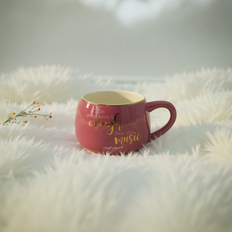 Kawaii Feel the Music Coffee Mug – Aesthetic Pink Ceramic Round Cup– Music Lover