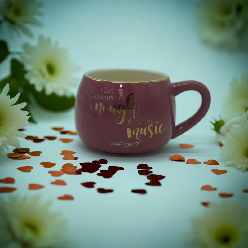 Kawaii Feel the Music Coffee Mug – Aesthetic Pink Ceramic Round Cup– Music Lover