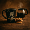 Betty Boop Coffee Mug | Black Ceramic Classic Tea Cup | Vintage Glam Retro Art Drinkware Gift
