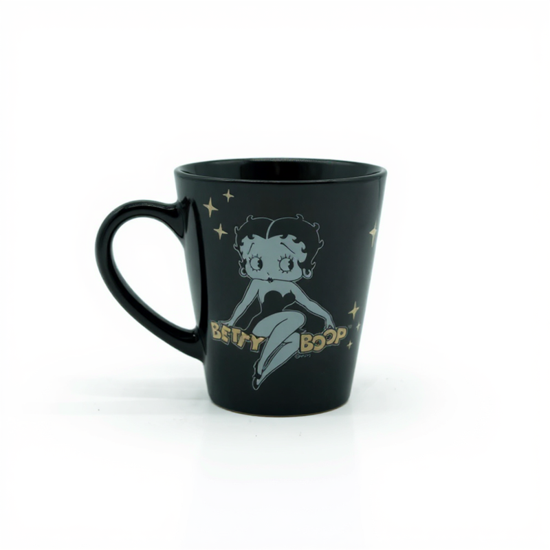 Betty Boop Coffee Mug | Black Ceramic Classic Tea Cup | Vintage Glam Retro Art Drinkware Gift