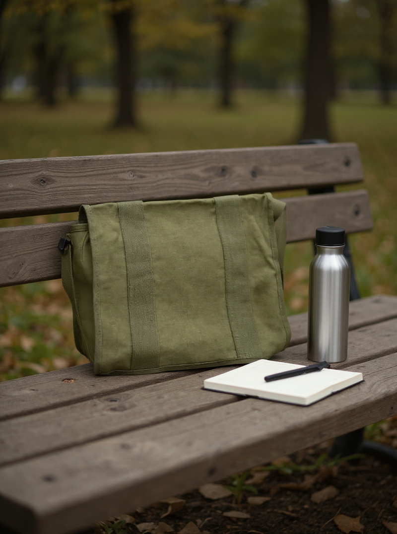 Vintage Military Canvas Messenger Bag-Olive Green Sturdy Straps &amp; Unisex look-Crossbody Bag Gift