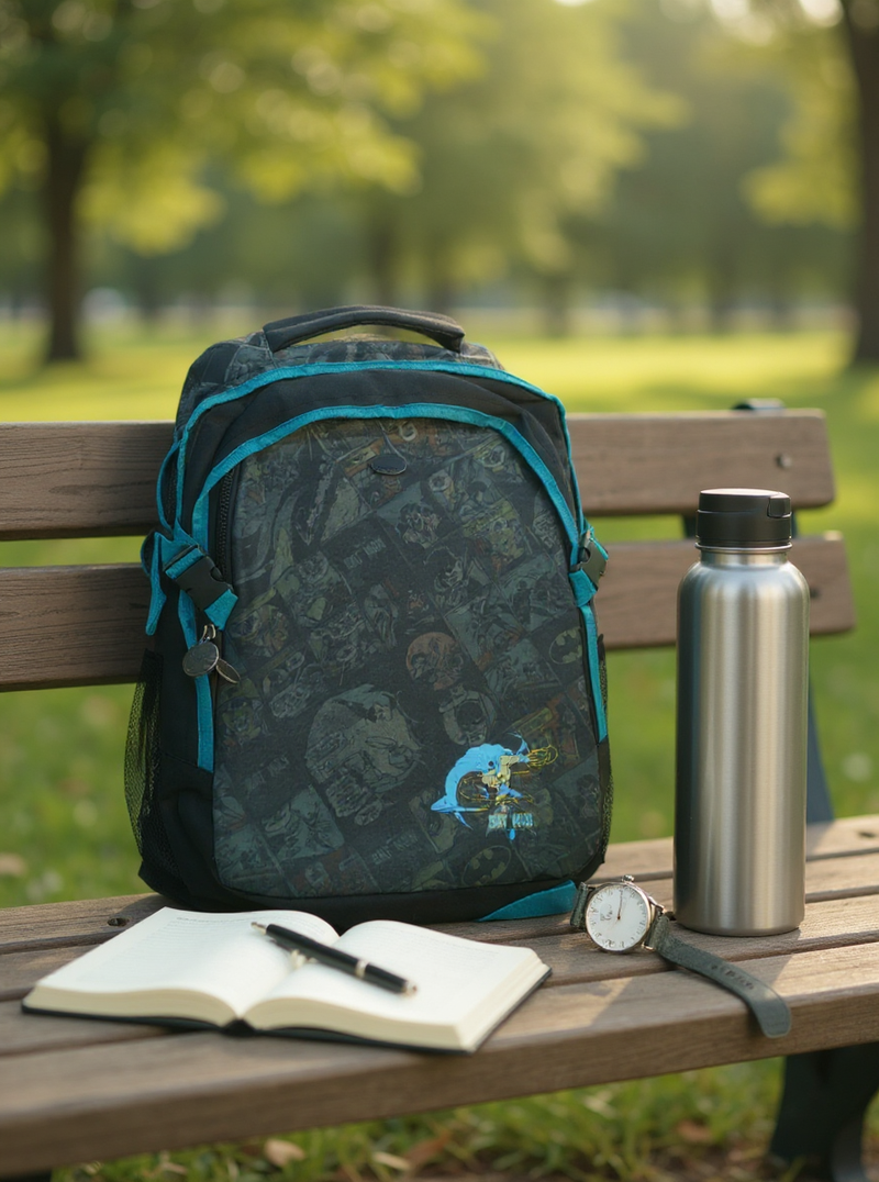 DC Comic Batman School Backpack – Black & Blue WaterProof  Medium-sized