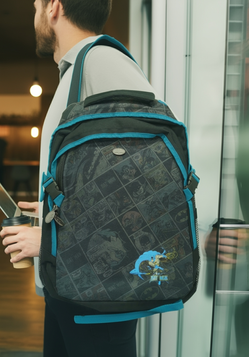 DC Comic Batman School Backpack – Black & Blue WaterProof  Medium-sized