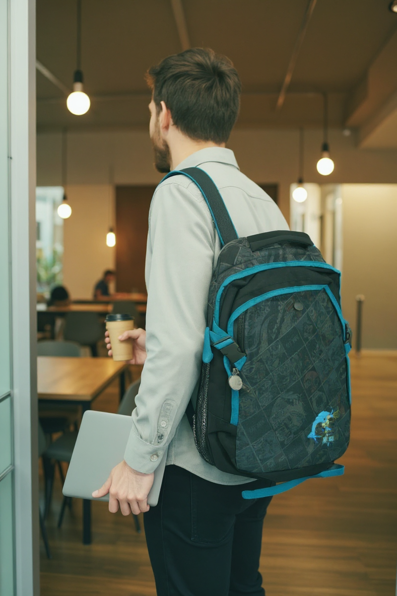 DC Comic Batman School Backpack – Black & Blue WaterProof  Medium-sized