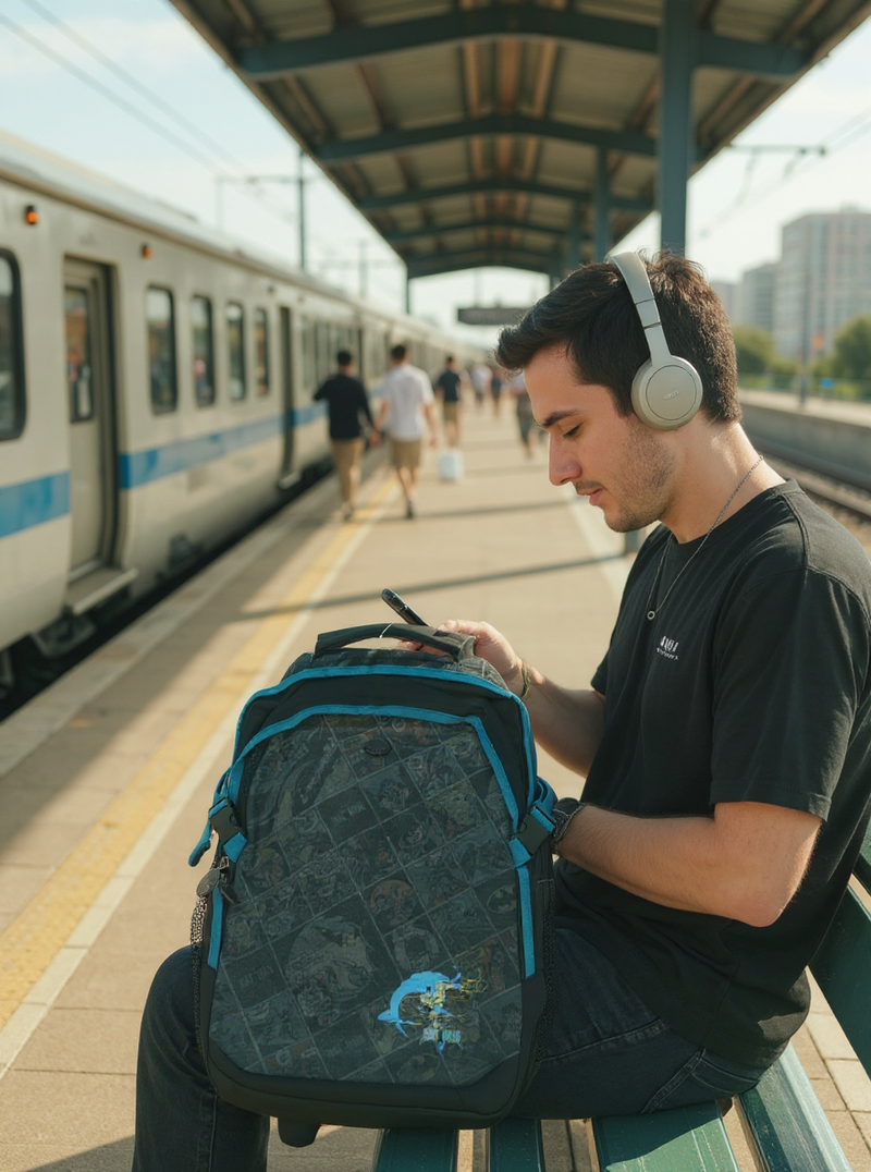 DC Comic Batman School Backpack – Black & Blue WaterProof  Medium-sized