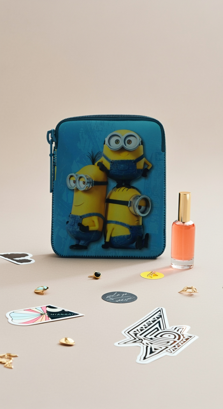 Minions Blue Pouch for Kids – WaterProof Versatile Zipper Case for Chargers Earbuds Makeup Jewelry Stationary