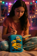 Minions Blue Pouch for Kids – WaterProof Versatile Zipper Case for Chargers Earbuds Makeup Jewelry Stationary