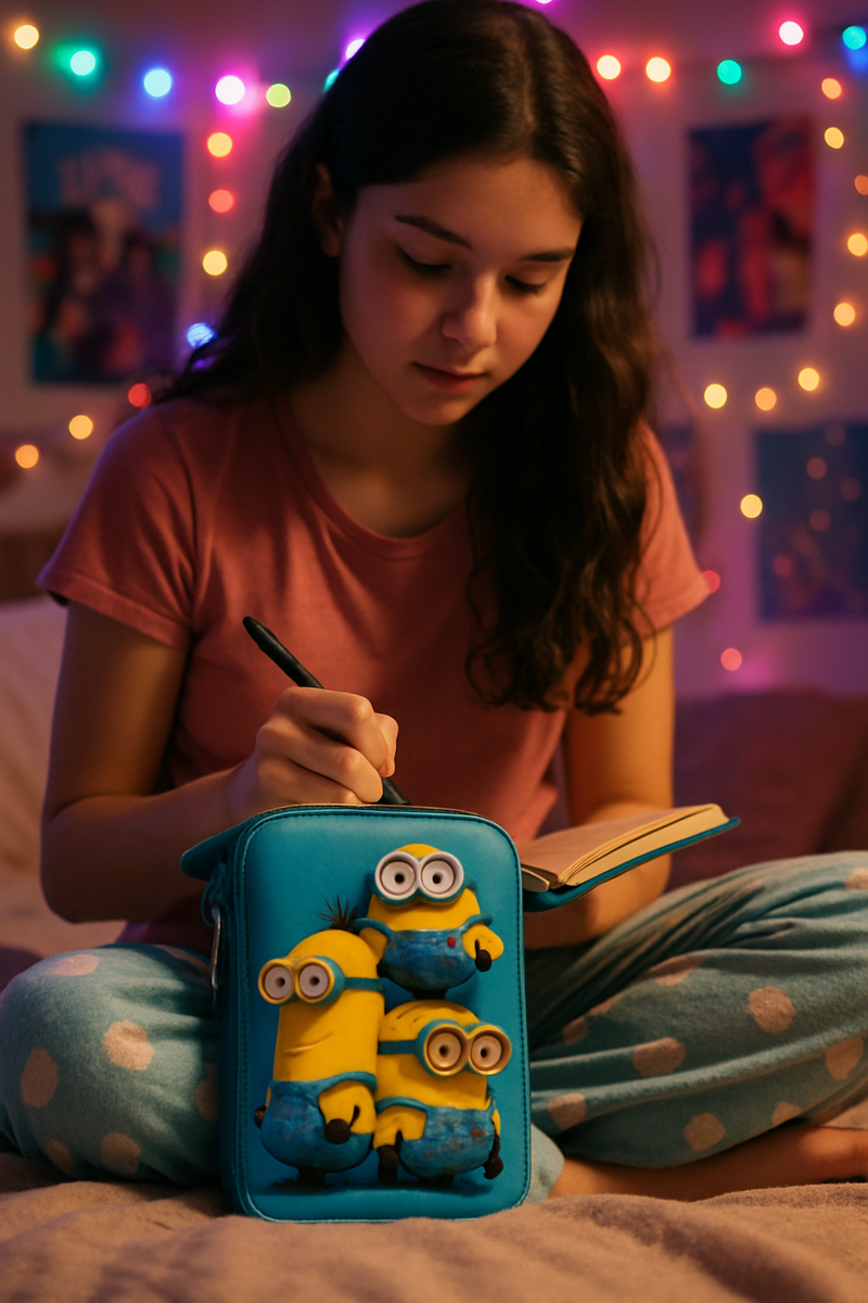 Minions Blue Pouch for Kids – WaterProof Versatile Zipper Case for Chargers Earbuds Makeup Jewelry Stationary