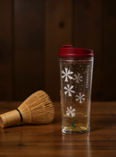 Clear white festive starbursts Glitter Tumbler – 16oz Secure &amp; Spill-Resistant Red Lid Travel Cup—BPA free Gift