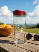 Clear white festive starbursts Glitter Tumbler – 16oz Secure &amp; Spill-Resistant Red Lid Travel Cup—BPA free Gift