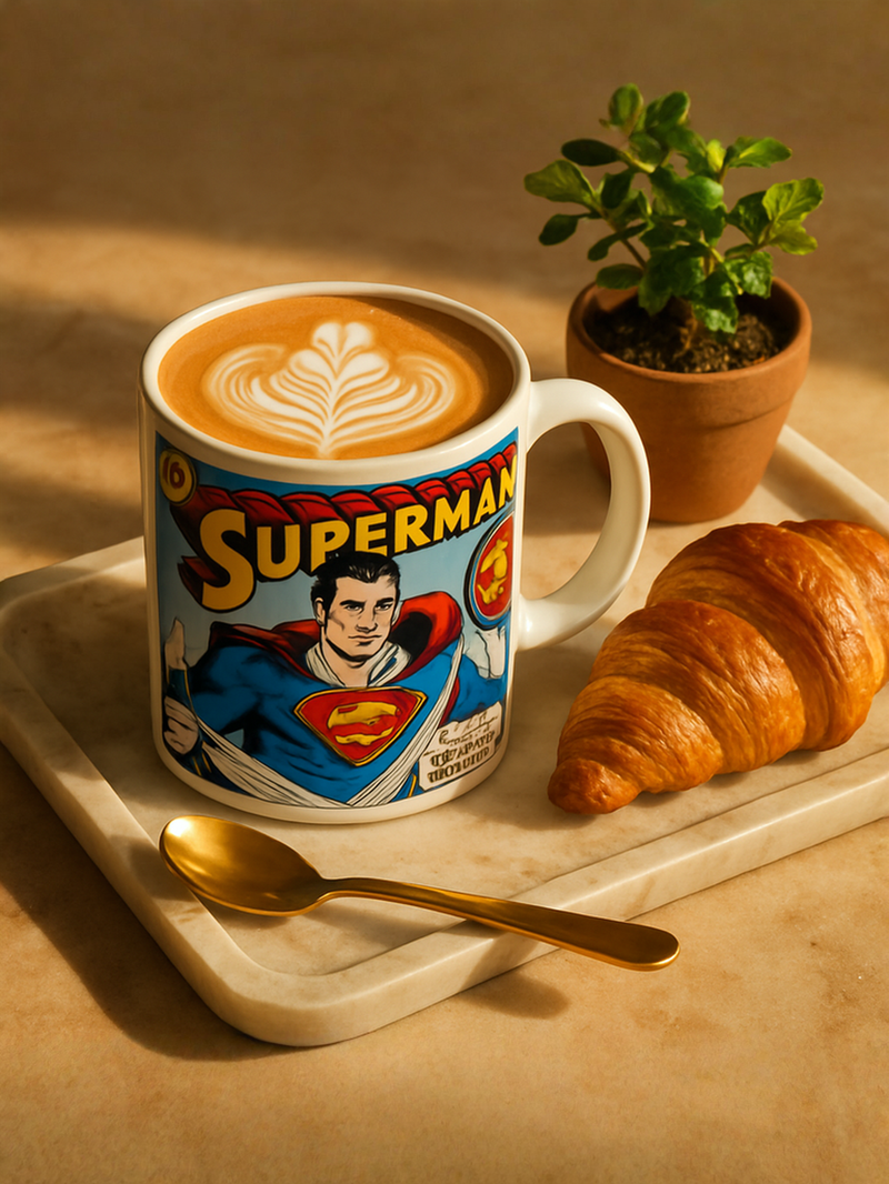 Superman Comic White Ceramic Mug | Gift for DC Fans