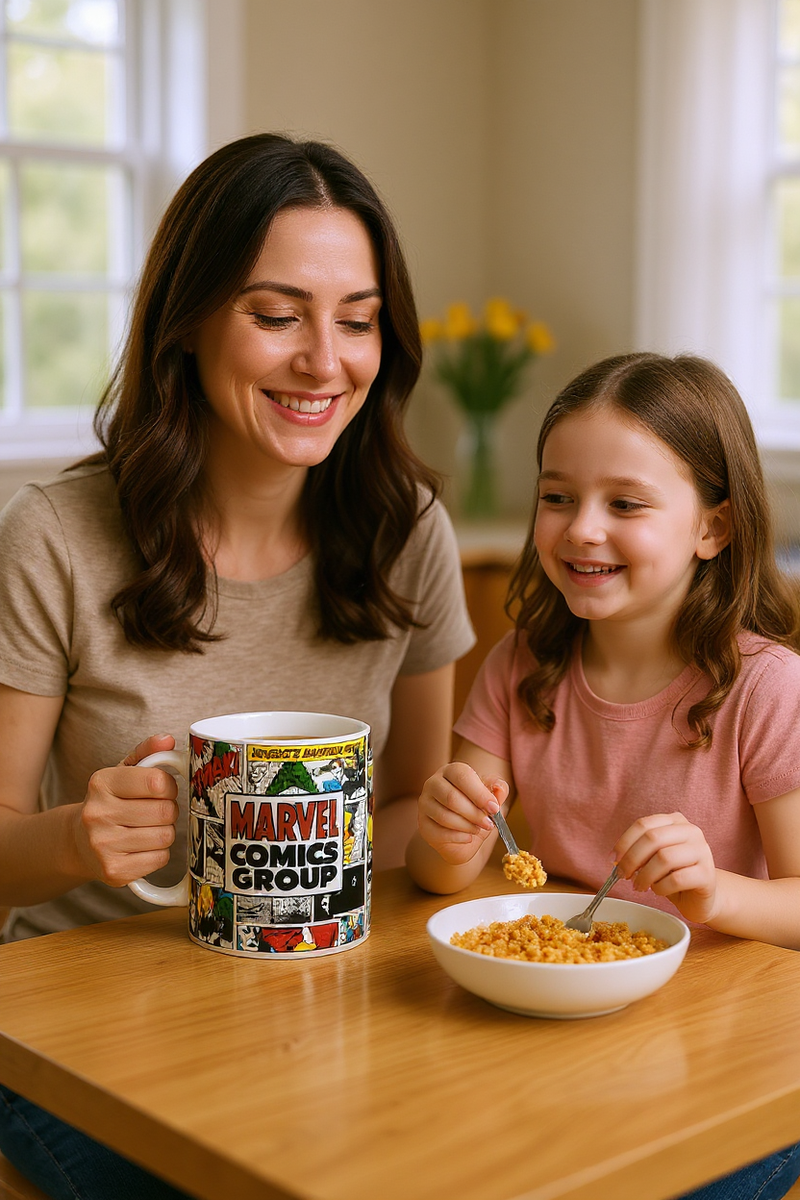 Marvel Comics Group Ceramic Mug &amp; Black Socks Set | Gift for Marvel Fans