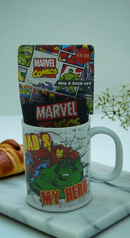 Marvel Comic White Ceramic Mug and Black Socks Gift Set | Gift for Marvel Fans&nbsp;