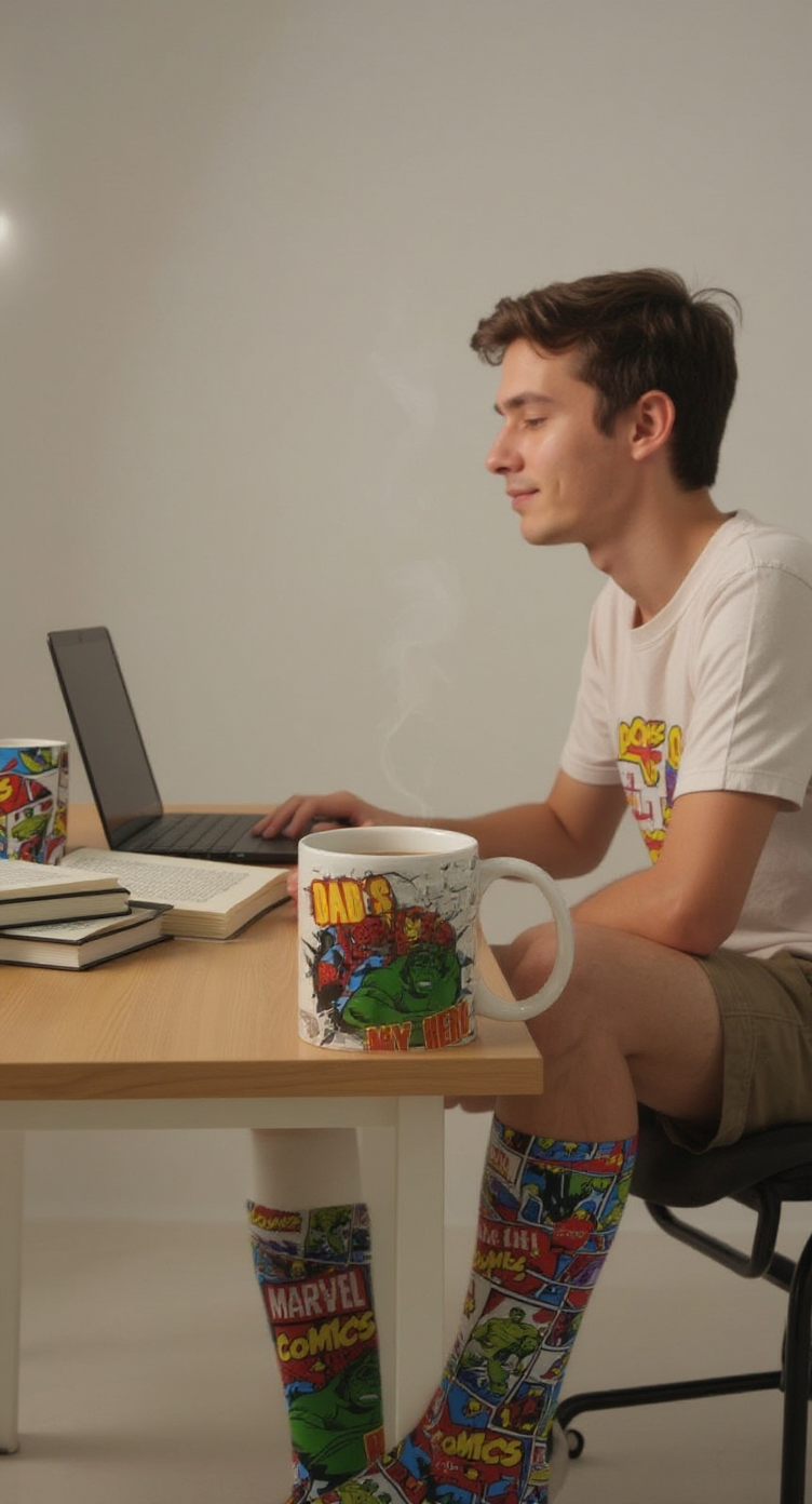 Marvel Comic White Ceramic Mug and Black Socks Gift Set | Gift for Marvel Fans&nbsp;