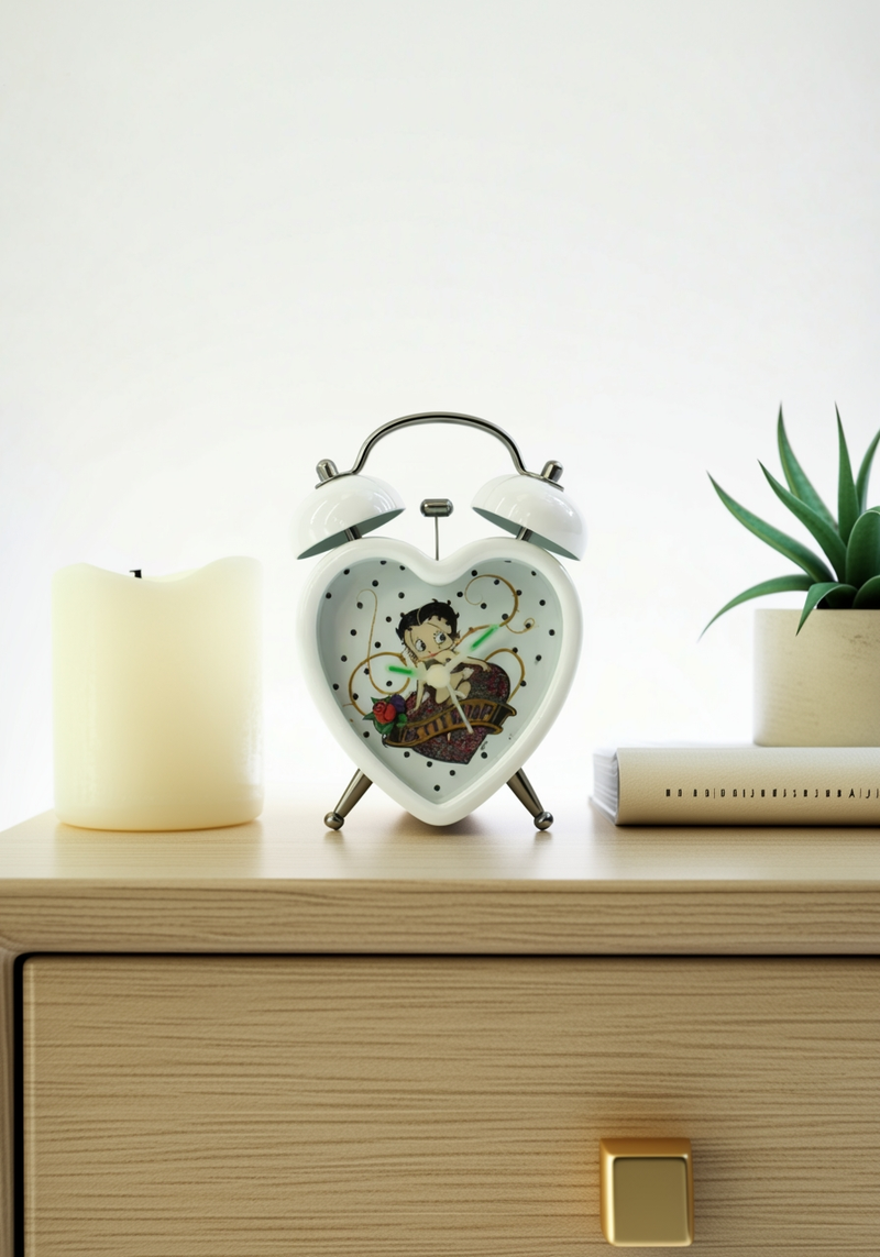 White Betty Boop Bell Alarm Clock