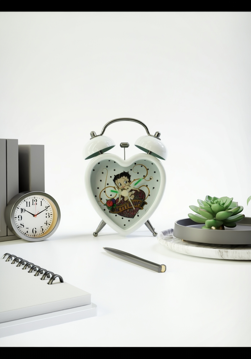 White Betty Boop Bell Alarm Clock