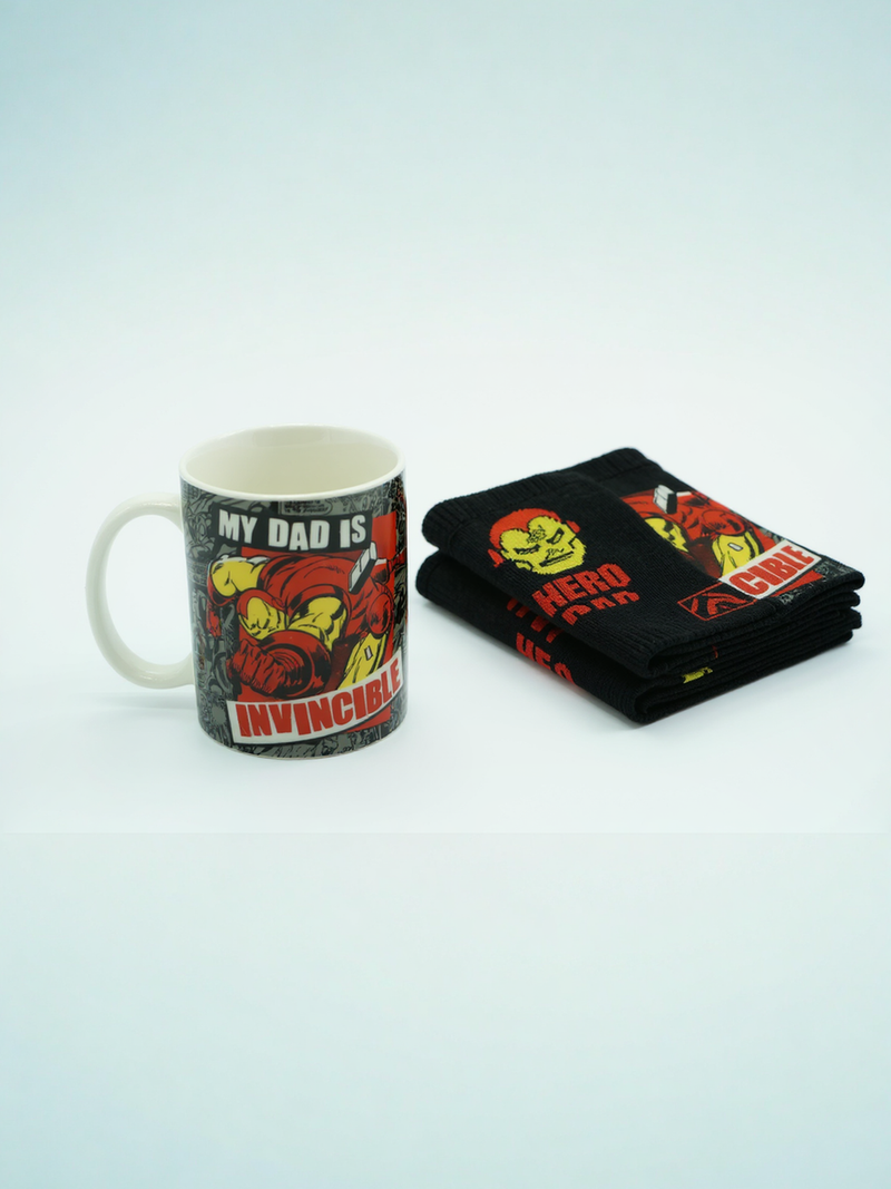 Invincible Dad Ceramic Mug &amp; Socks Set | Gift for Super Dads
