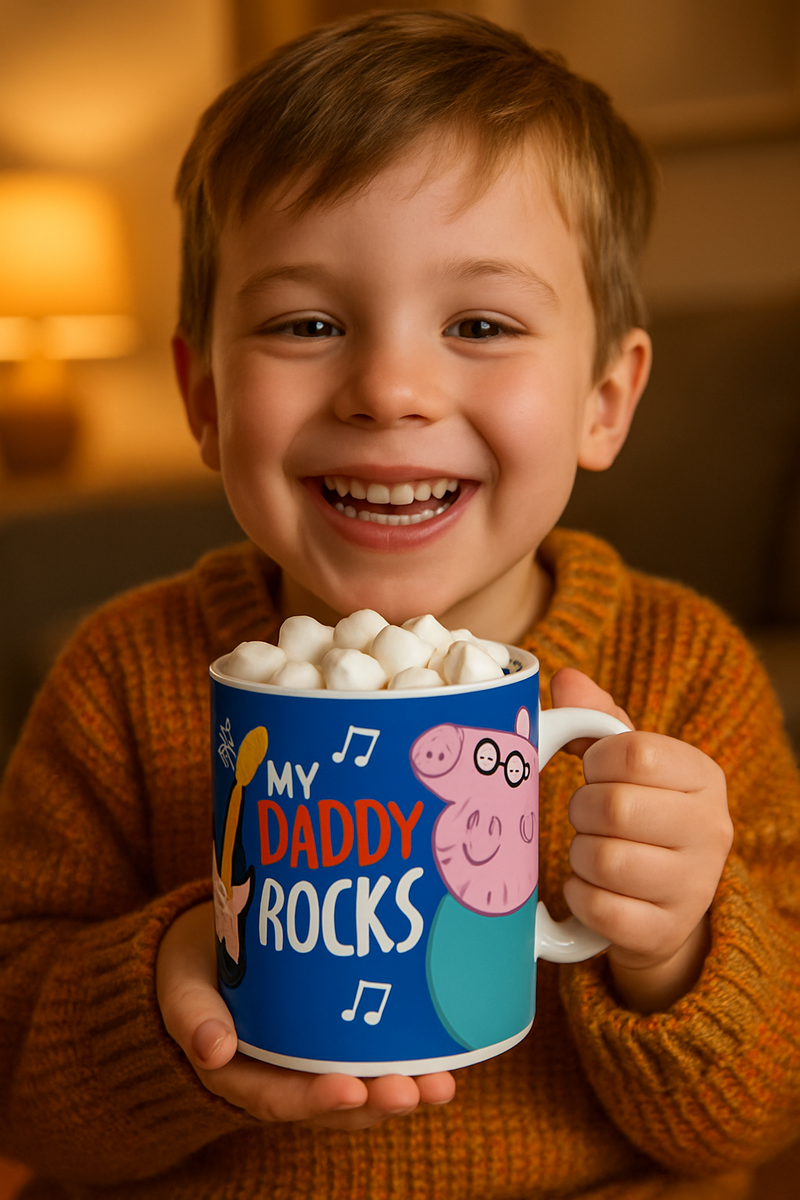 Peppa Pig’s Daddy Groove Ceramic Mug &amp; Keychain Gift Set | Gift for Peppa Pig Fans