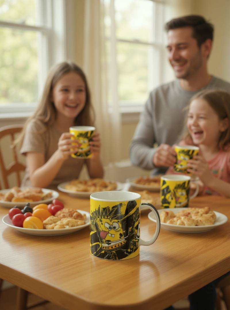 SpongeBob Punk Rock Vibe Ceramic Mug | Gift for Nickelodeon Fans