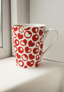 Red and White Heart Pattern Tall Mug