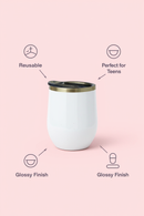 White Elegance Stemless Tumbler | Perfect for Travelling